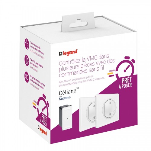 Prêt-à-poser Céliane ajouter une commande VMC avec 2 commandes sans fil et 1 micromodule livré complet blanc LEGRAND Prêt-à-poser Céliane ajouter une commande VMC avec 2 commandes sans fil et 1 micromodule livré complet blanc LEGRAND