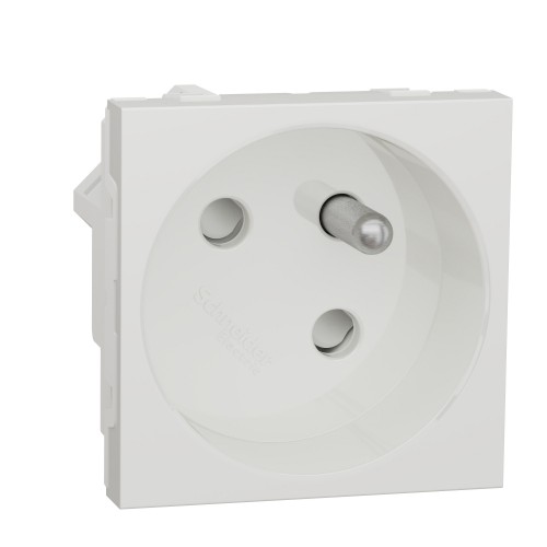 Unica - prise 2P+T - FR - 45° - raccord rapide travers - Blanc antim - méca seul SCHNEIDER ELECTRIC