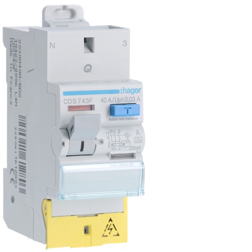 Interrupteur différentiel 2P 40A 30 MA A SanVis HAGER Interrupteur différentiel 2P 40A 30 MA A SanVis HAGER