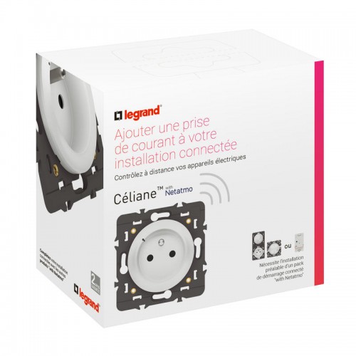 Prise de courant connectée Céliane with Netatmo 16A 3680W avec mesure et suivi consommation blanc sans plaque LEGRAND